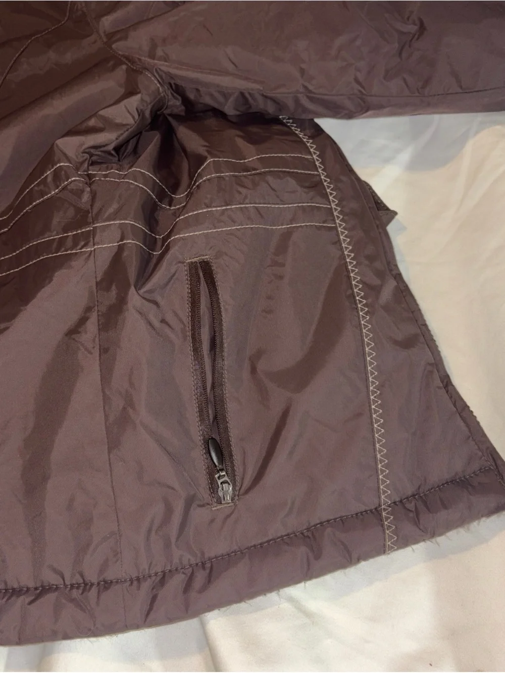 L.L. Bean Girls Medium 5-6 Brown parka W/removable Hood Zip-Up Jacket